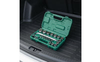Socket Wrench Set Chrome-Finished Socket Set with Case Mirror-Polished Mechanics Tool Kit for Home Improvement Hobbyists, Homeowners, Garage