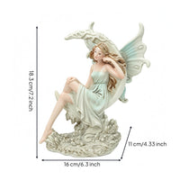 Fairy Girl Moon Figurine Winged Curved Moon Fairy Ornament Textured