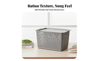 Lidded Woven& sophistication Container Stackable Storage Basket Sturdy Construction