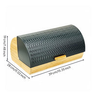 Wood Bread Box Food Metal Lid Bread Box Easy to Clean Breadbox Holder