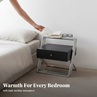 2-Tier Glass and Metal End Table adaptable Use Nightstand Easy Assembly
