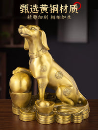 纯黄铜坐地生财狗元宝狗生肖元宝狗金钱狗摆件铜器工艺品
