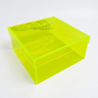 Acrylic Container with Lid, Square Shape Green Design, Storage Boxes for Shelves and for Food with for Collectors and Colored Display for Gifts