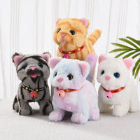 Electric Plush Cat Toy with Walking, Sound, and Tail Wagging