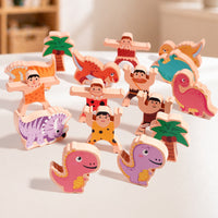 Wooden Stacking Dinosaur Toys Colorful Dinosaur Stacking Game Wooden Balancing Game Educational for Toddlers, Home, Playroom
