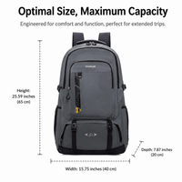 70L Hiking Backpack Rucksack Air Mesh Breathable Unisex Nylon Water Resistant