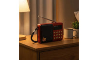 Red Portable Radio Rectangular Mini Radio Black Front Grille Electronics Telescopic Antenna