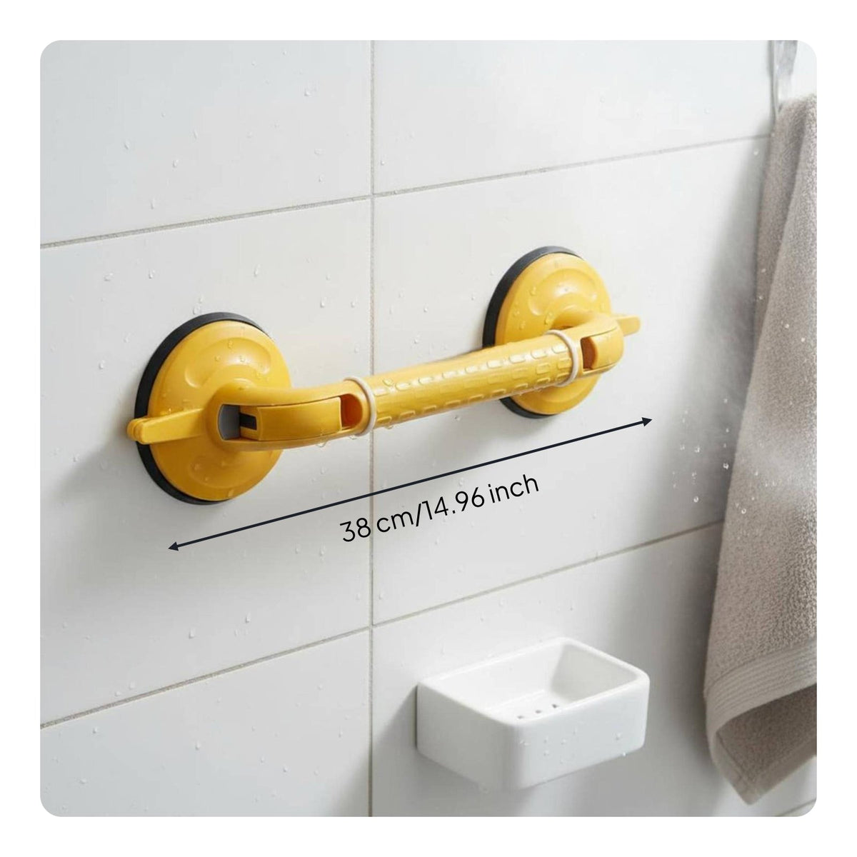Suction Cup Grab Bar Waterproof Mobility Aid Heavy Duty for Bathroom, Seniors