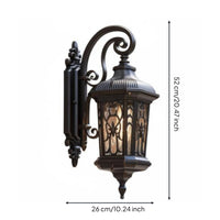 European Outdoor Wall Light Ornate Metal Frame Waterproof Exterior Sconce Vintage Wall Lantern for Garden, Porch, Patio