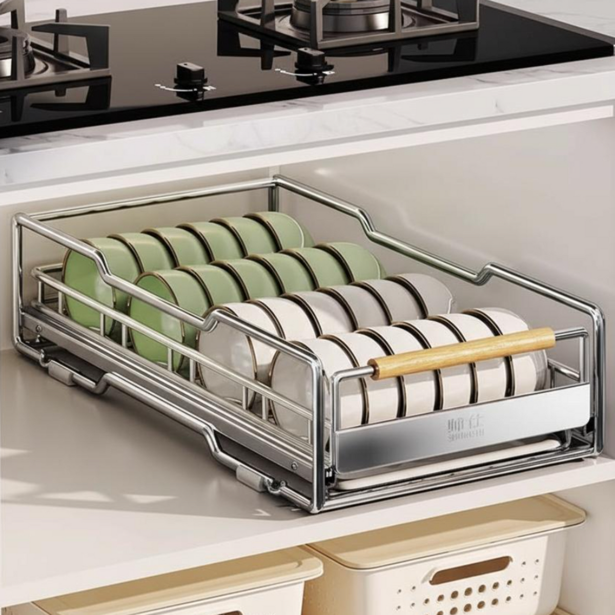 Stainless Steel Pull-Out Dish Rack