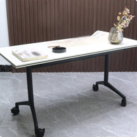 Folding Conference Table Metal Frame Mobile Folding Table Space Saving for Training Room