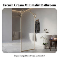 Wet and Dry Separation Bear-Shaped Glass Panel French Cream Type Vanity Screen Modern Minimalist Privacy Partition for Homeowners, Young Adults, Parents, Washroom