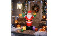 Smiling Inflatable Santa with Gift Boxes Festive Christmas Inflatable Giant Yard Decoration Lightweight for Porch