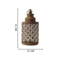 Iron Lantern with Loop Handle Vintage Candle Holder Industrial for Porch