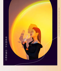 宇航员日落灯卧室氛围灯夕阳落日灯直播背景投影小夜灯桌面台灯