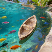 Pond Landscape Boat Realistic Wood Texture Garden Decor for Courtyard