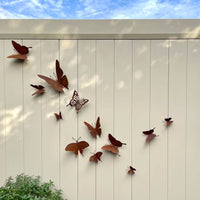 12 Pieces Vintage Butterfly Wall Art Rust Finish Outdoor Decoration Handcrafted for Garden