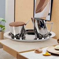 Sugar container and Milk Pitcher Set with Tray Stainless Steel Serving Ware for Restaurant
