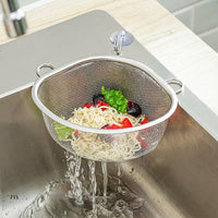 Kitchen Sink Drainer and Sink Strainer, Stainless Steel Leftover Food Strainer with Suction Cup, Home Kitchen Dishwashing Sink Net for Food Waste