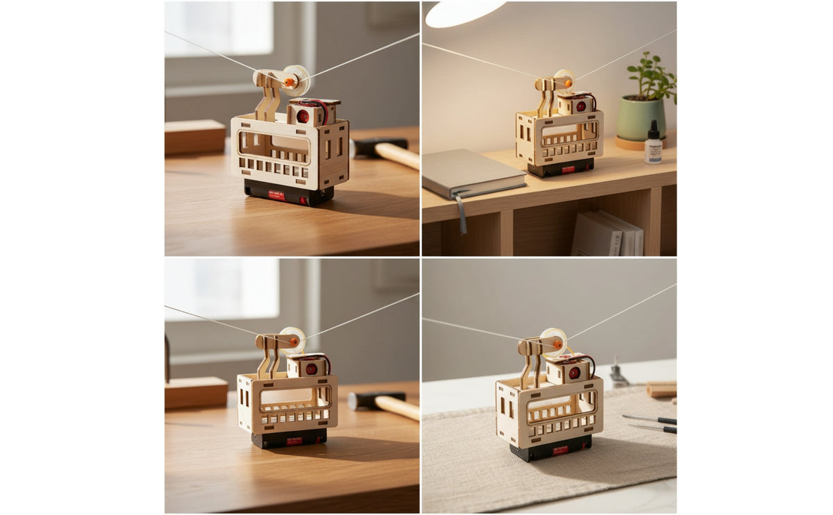 Cable Car Model with Motor Cut Cable Car Building Toy Educational Mechanical Project for Hobbyists
