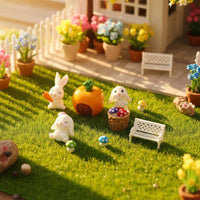 Dollhouse Easter Decoration Set Cute Design Easter Hare Garden Kit Miniature Hare Garden Kit Perfect Gift for Children