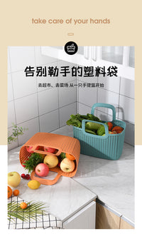 软料手提收纳筐大号塑料镂空买菜收纳篮水果蔬菜厨房置物篮子批发