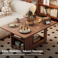 Folding Trolley Table Foldable Design 2-Tier Utility Trolley Movable with Casters Household Furniture for Residents, Students, Balcony, Bedroom