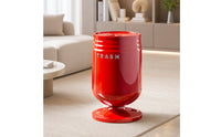 Trash Bin with Lid Glossy Hinged-Lid Garbage Can Cylindrical Pedestal Waste Bin for Kitchen, Office, Living Room