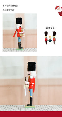 38cm Christmas Wooden Nutcracker Figurine Solid Wood Decoration