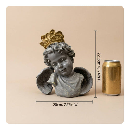 Vintage Angel Bust with Crown European Design House Decoration Retro Design
