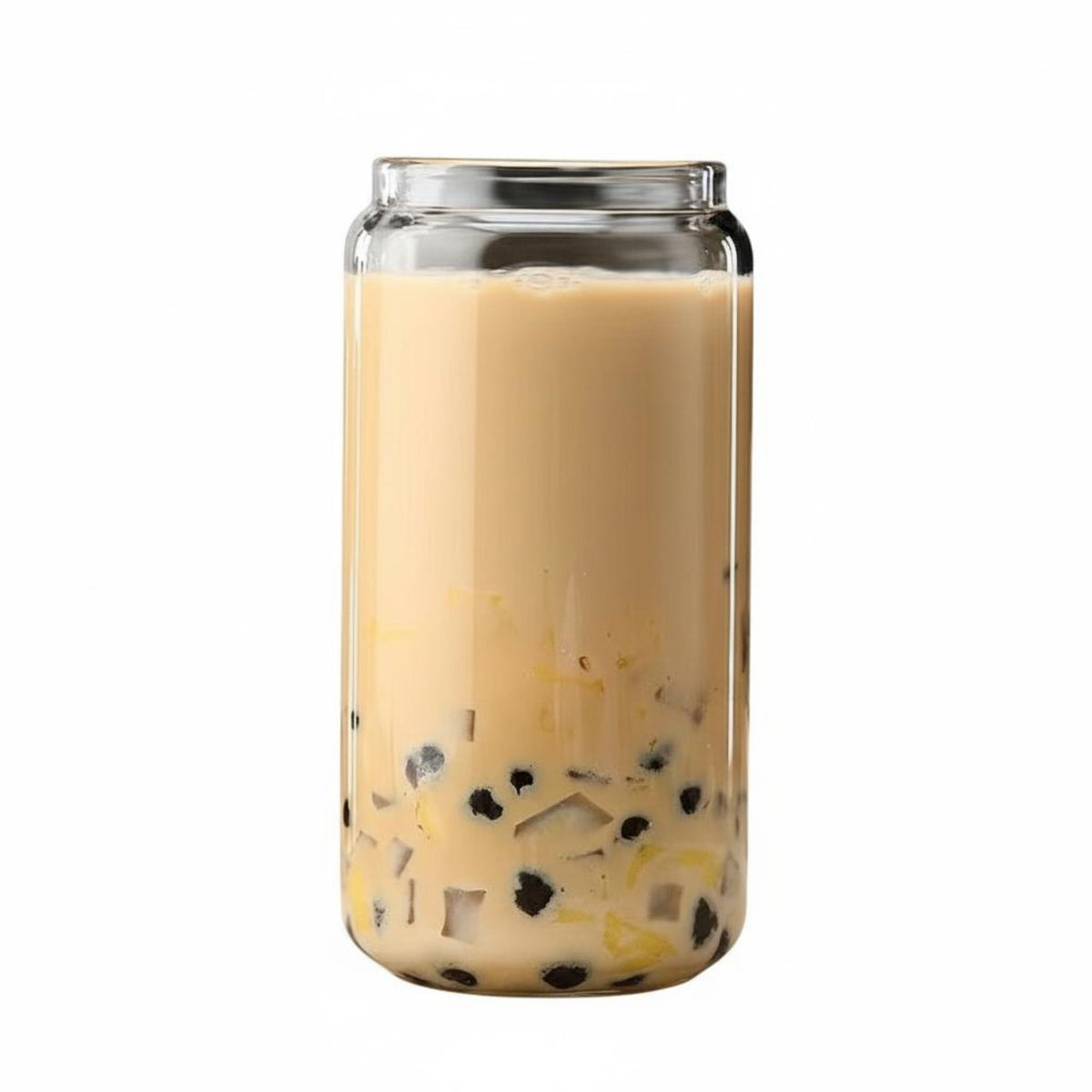 Great Gift Glass Cup with Lid and Straw Reusable Can Shaped Glass High Temperature Resistant for Party Hosts, Adults, Home, Kitchen, Parties