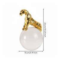 Figurine on Sphere Luxury Look Feline Sculpture Statue Elegant Gift Crystal Ball Cheetah Sculpture for Living Room, Entryway, Desk