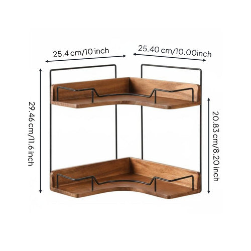 2 Tier Vanity Organizer Wooden Wood Countertop Rack Easy Reach for Kitchen
