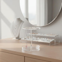 Transparent Acrylic Jewelry Stand Multi-Tier Necklace Display Rack Space-Saving Earring Holder Stand Easy to See for Vanity, Bedroom