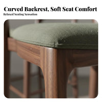 Minimalist Design Upholstered Low-Back Bar Stool Elegant Shape Counter Chair Built-in Footrest Tall Seating Comfortable Seat for Homeowners, Business Owners, Couples, Cafe, Kitchen Island, Reception Area, Cafe