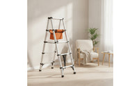 Foldable Double-Sided Step Ladder Portable Folding Step Ladder Compact Stable for Home
