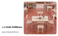 Realistic Design 1/12 Scale Table and Chairs DIY Craft 1/12 Scale Dollhouse Chair Artisan-Made Dollhouse Dining Set Long-Lasting for Miniaturists, Collectors, Hobbyists, Model Making, Dioramas
