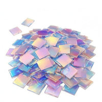 50 Pieces Square Acrylic Tile Translucent Holographic Acrylic Tile Easy to Cut