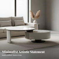 Coffee Table with Storage Natural Simplicity Artistic Look Rotating Table with Storage Minimalist & Theme Two-Level Design