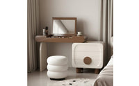 Minimalist Design Flip-Top Vanity Desk Compartmentalized Storage Flip Top Vanity Desk Rounded Corners Makeup Table with Hidden Mirror Solid Wood Construction for Dorm Room