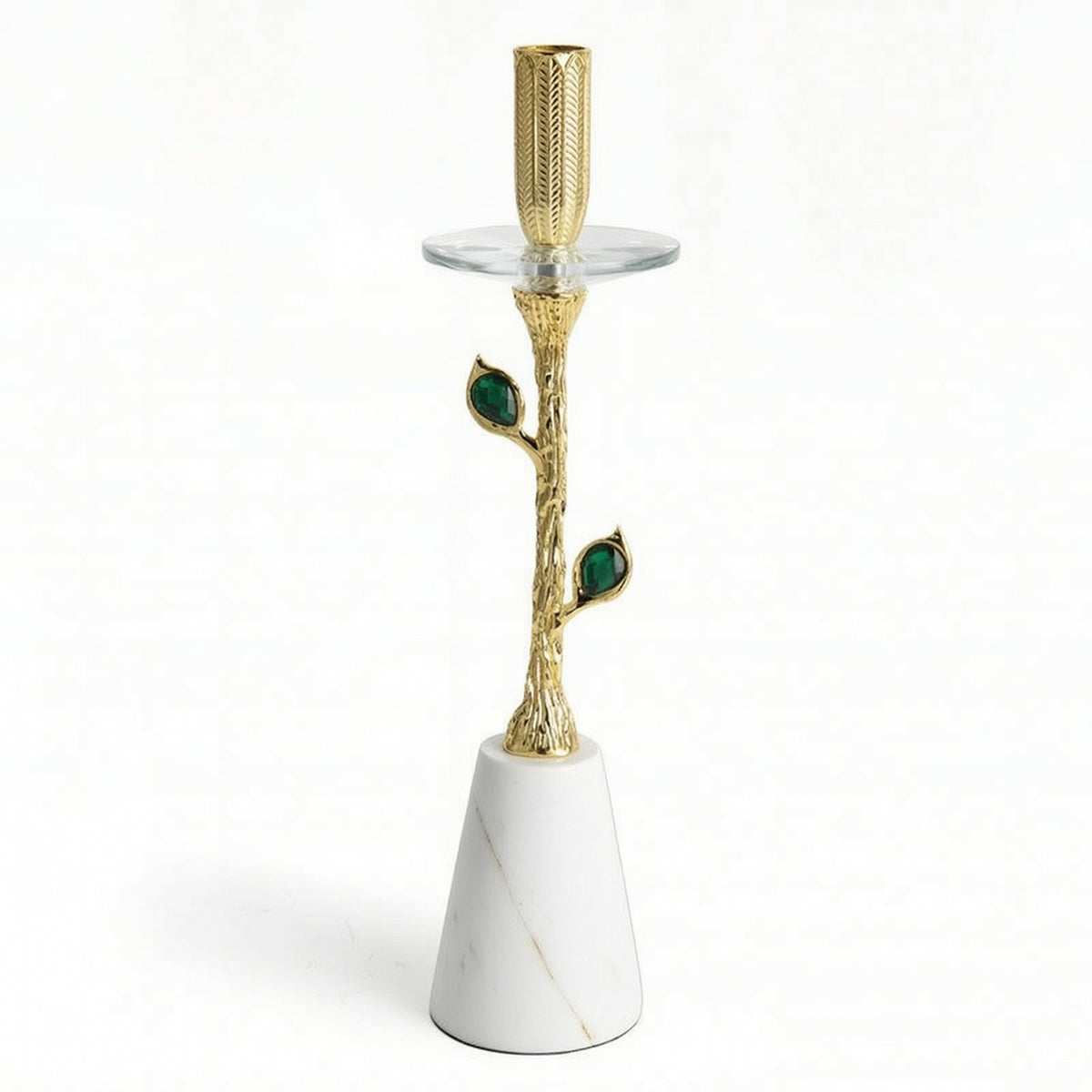 Crystal Candle Holder Elegant Candlestick Holder with Marble Base High-End