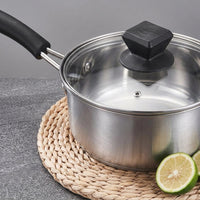 Saucepan Set and Family Cookware Gift Set, Stainless Steel Pots and Pans Set with Milk Pan, Induction Pot for Electric Gas, 2kg Weight Design