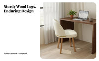 Upholstered rotating Chair with Casters Creamy and design Upholstered Vanity Chair