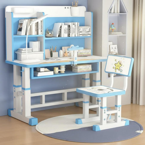 Adjustable Kids Desk Chair Set Rounded Corners Kids Desk and Chair Set children's Writing Table with Storage for Drawing, Home, Bedroom