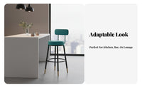 Upholstered High Stool with Low Support Nordic Design Bar-Height Chair Minimalist Design Stable Base for Kitchen Island