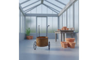 Iron Planter Cart Rustic Metal Planter with Wheels Weathered   with Wheels for Gardeners