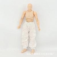 shf素体人偶衣服工装裤关节可动绘画美术模型人偶1/12手办娃衣批