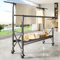 Foldable Floor Drying Rack with Manual Lift, Indoor/Outdoor Use