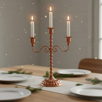 Vintage Metal Candelabra Ornamental Centerpiece Antique Bronze Candle Holder