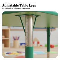 8 Pieces Rectangular Children's Activity Table Adjustable Height School Table Classroom Furniture Solid Wood Structure Fireproof Board Suitable for Preschool Early Education Center Daycare Home Playroom